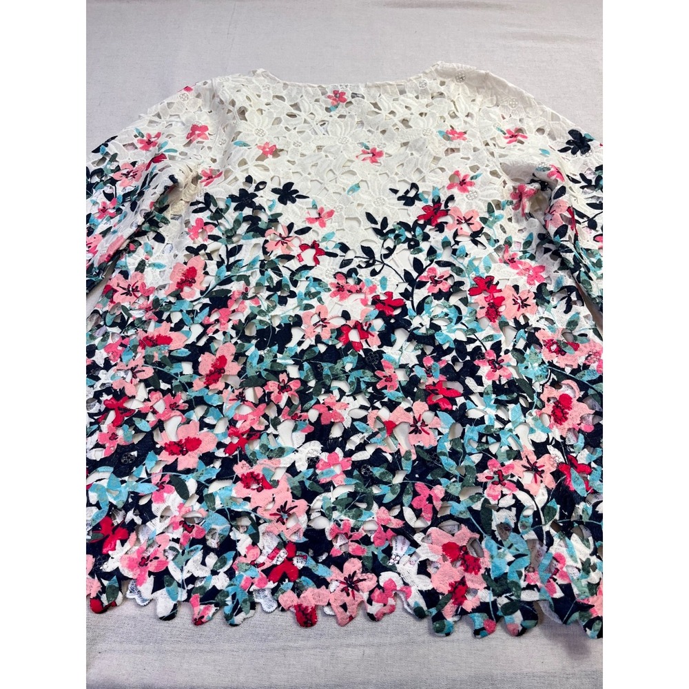 Charter Club Floral Print Eyelet Lace Ivory Blouse & Cami sz S Cottagecore - Picture 13 of 16